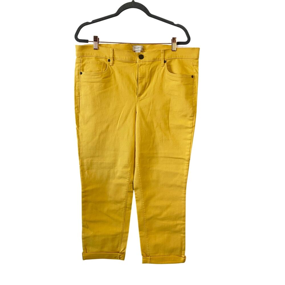 Loft Yellow SKinny Crop Pants Sz 14 NWT Preppy Boho